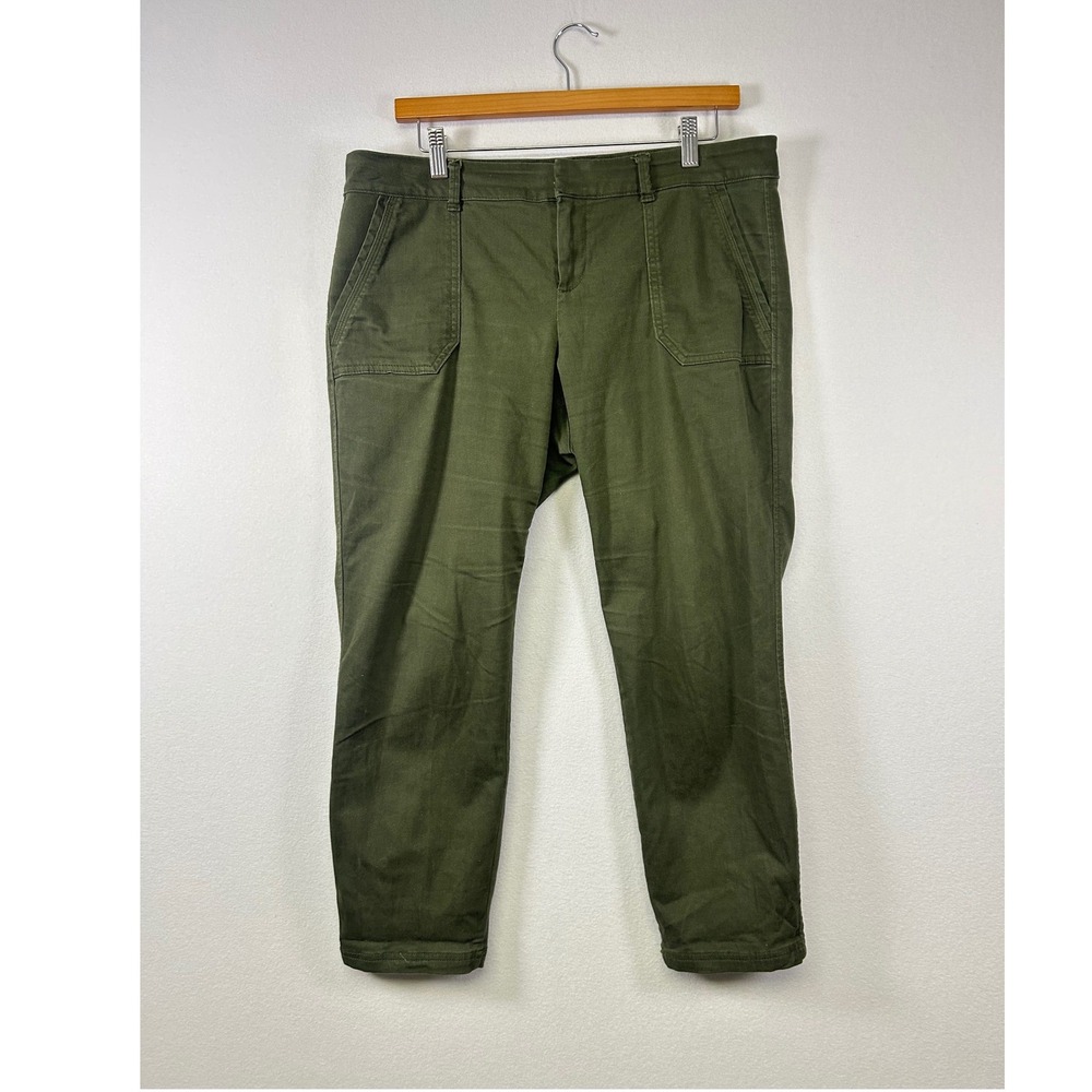 Old Navy Pixie Pants Womens 12 Petite Olive Green‎ Ankle Chino Mid Rise Stretch